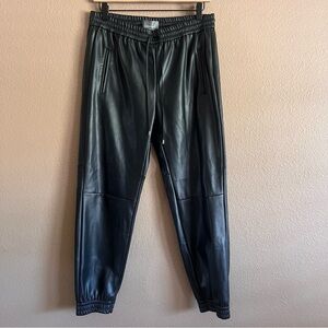 Anthropologie Black Faux Leather Drawstring Pants Size Medium